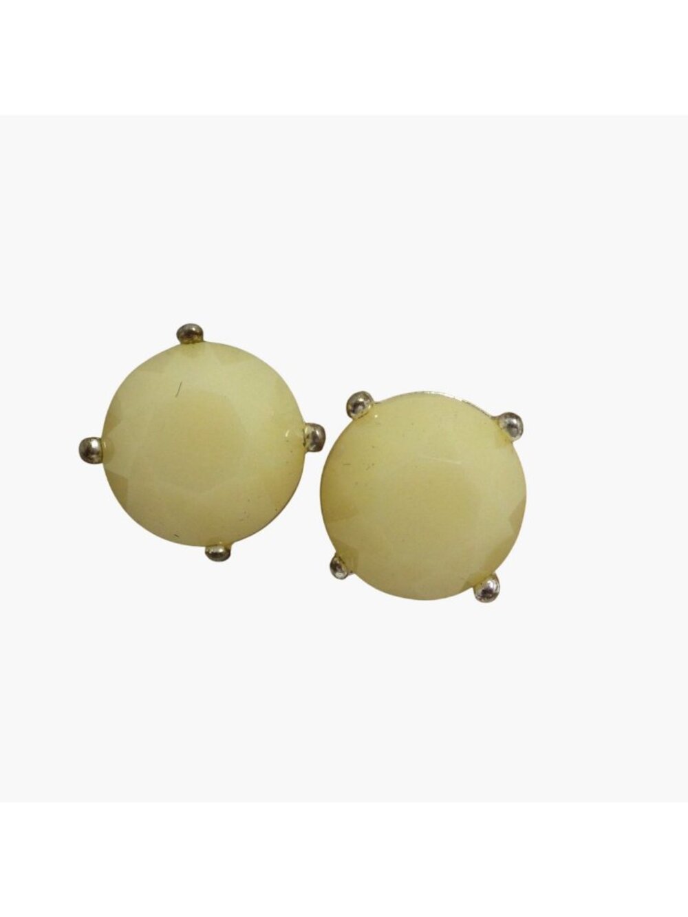 Post Earring White Round Cabochon Gumdrop Minimalist